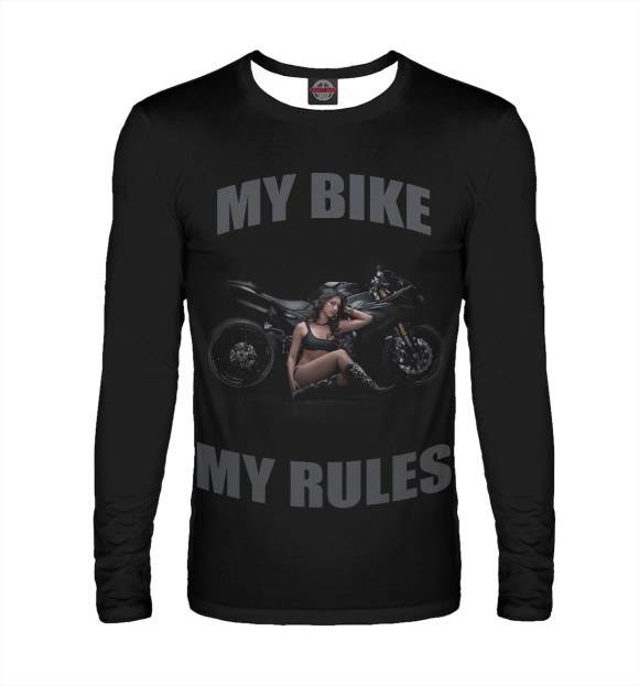 Мужской лонгслив с изображением My bike - my rules цвета Белый