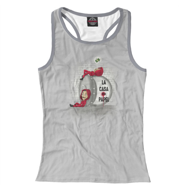 Женская майка-борцовка с изображением Бумажный дом цвета Белый