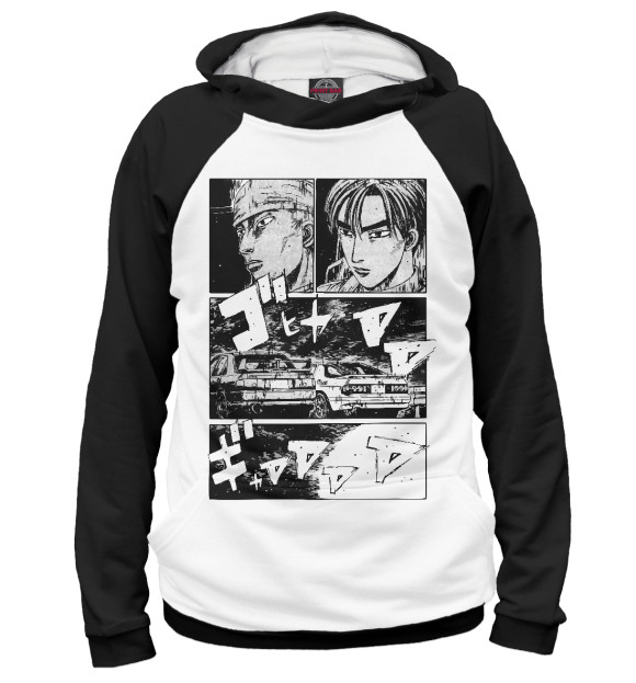 Женское худи с изображением Initial D цвета Белый
