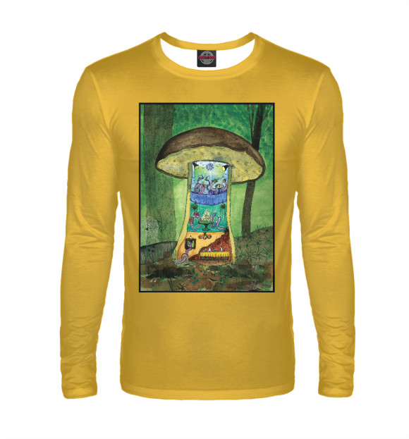 Мужской лонгслив с изображением Гриб цвета Белый