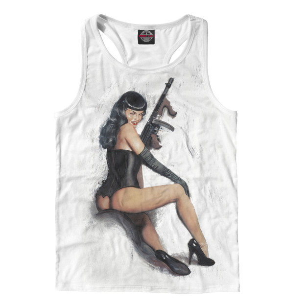 Мужская майка-борцовка с изображением Опасная мадам цвета Белый