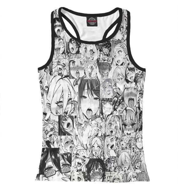 Женская майка-борцовка с изображением Ahegao | Ахэгао цвета Белый