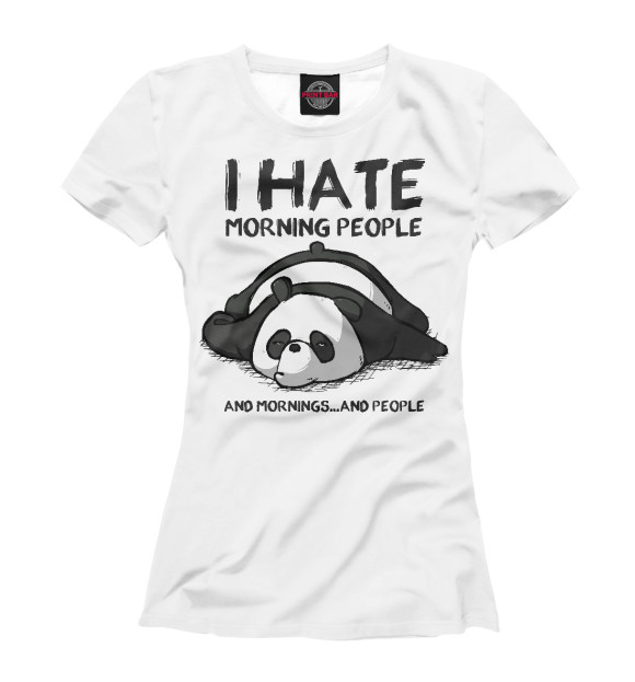 Женская футболка с изображением Утренняя панда цвета Белый