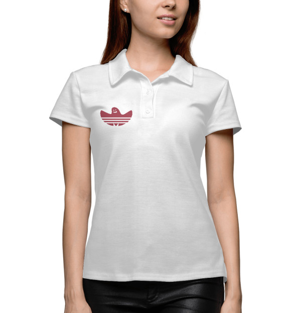 Женское поло с изображением Призрак Адидаса цвета Белый