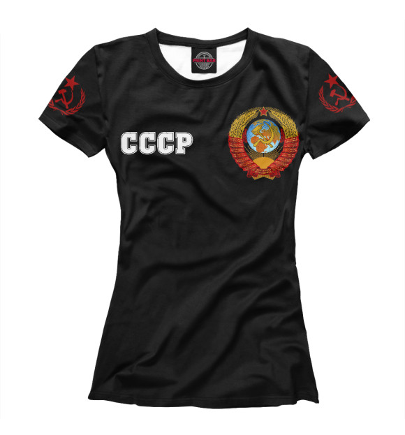 Футболка для девочек с изображением Символы СССР (черный фон) цвета Белый