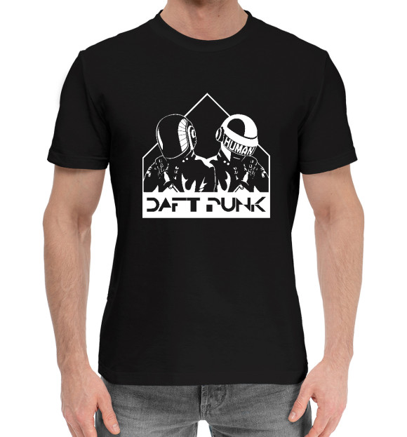 Мужская хлопковая футболка с изображением Daft Punk цвета Черный