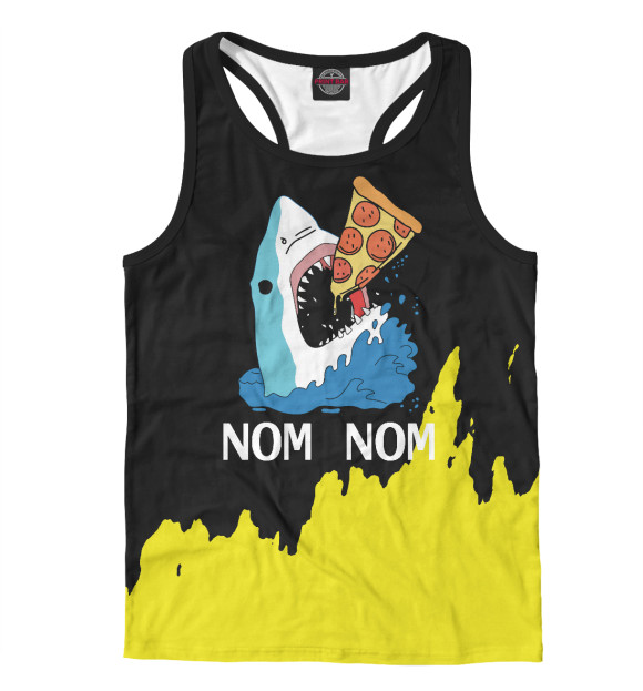 Мужская майка-борцовка с изображением Pizza Shark цвета Белый