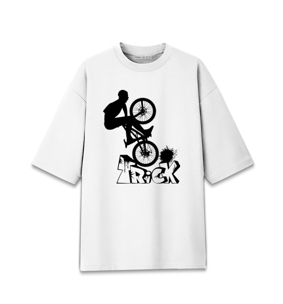 Мужская футболка оверсайз с изображением Велосипедист цвета Белый