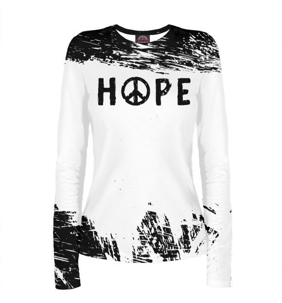 Женский лонгслив с изображением Peace and Hope цвета Белый