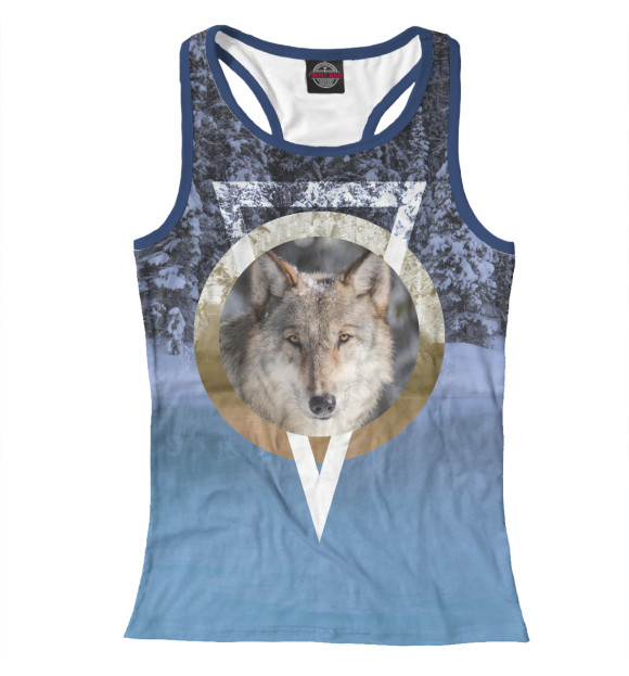 Женская майка-борцовка с изображением Волк цвета Белый