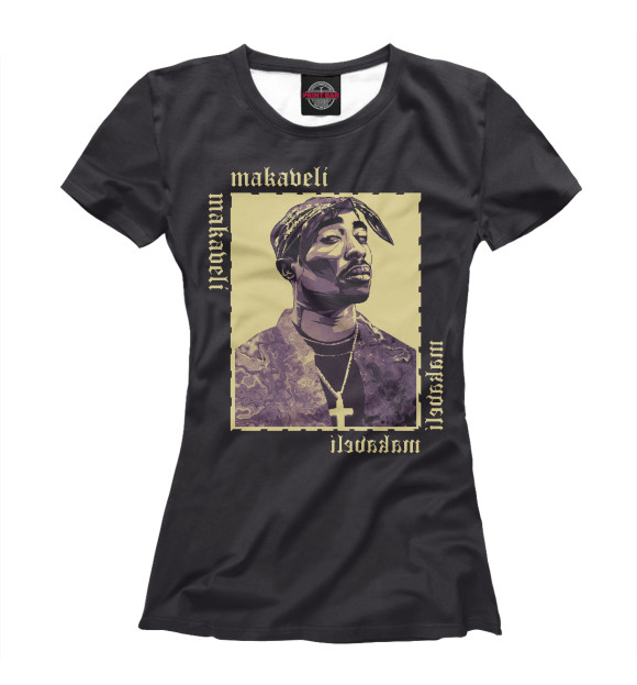 Женская футболка с изображением 2Pac MAKAVELI цвета Белый