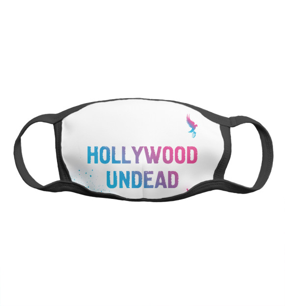 Маска тканевая с изображением Hollywood Undead Neon Gradient (брызги) цвета Белый