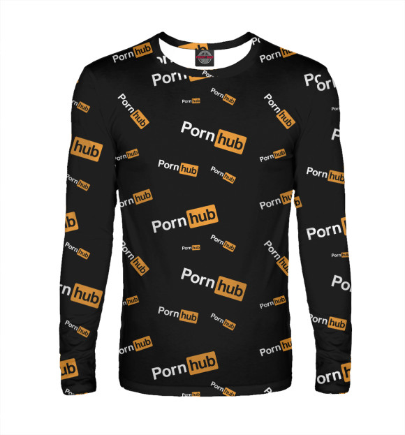Мужской лонгслив с притом Pornhub паттерн цвета Белый Мужской лонгслив с изображением Pornhub паттерн цвета Белый