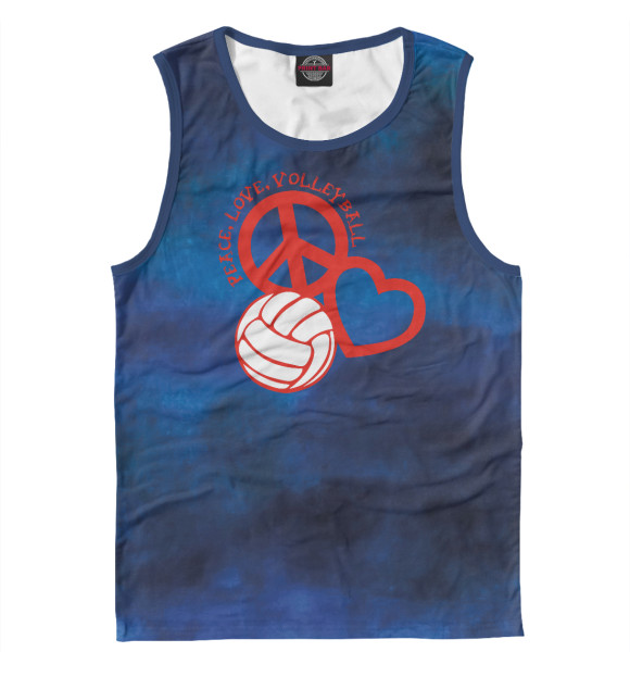 Майка для мальчика с изображением Peace-Love-Volleyball цвета Белый