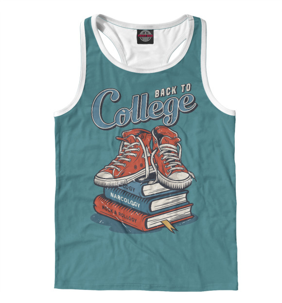 Мужская майка-борцовка с изображением Назад в коледж цвета Белый