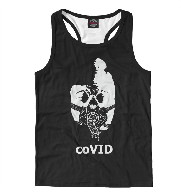 Мужская майка-борцовка с изображением CoVID цвета Белый