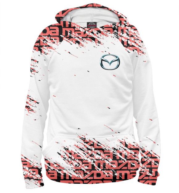 Мужское худи с изображением Mazda цвета Белый