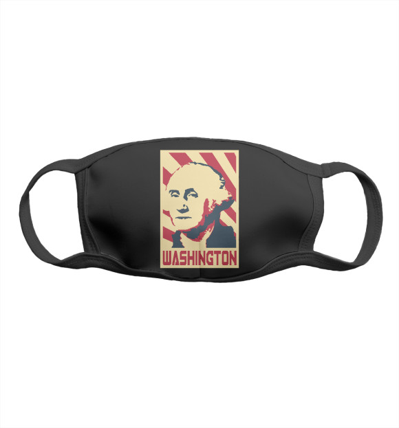 Маска тканевая с изображением Washington (черный фон) цвета Белый