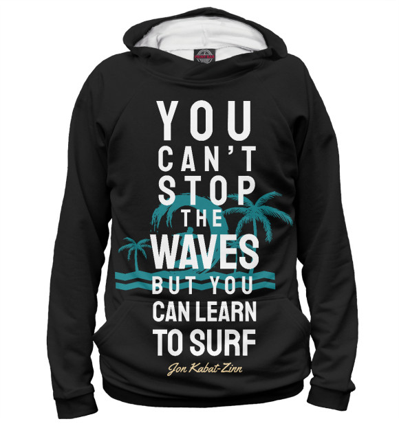 Женское худи с изображением Волны не остановить цвета Белый