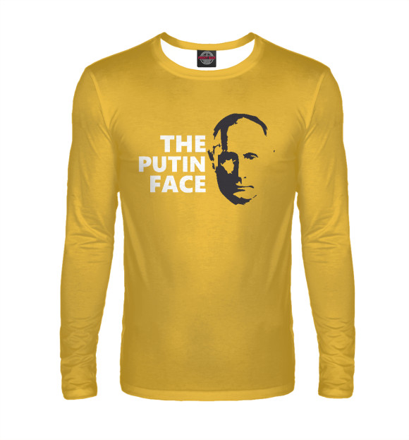 Мужской лонгслив с изображением Putin Face цвета Белый