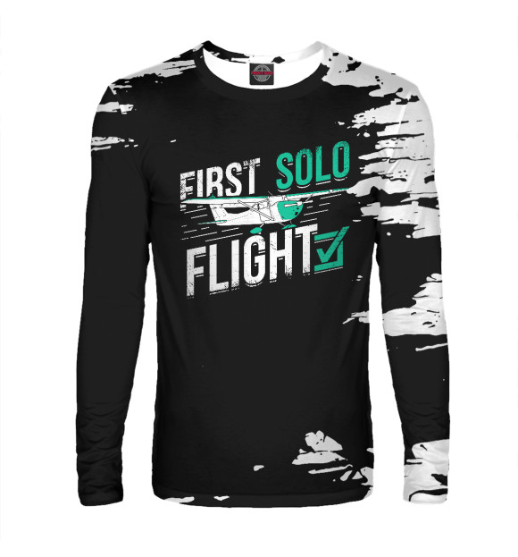 Мужской лонгслив с изображением First Solo Flight Pilot цвета Белый