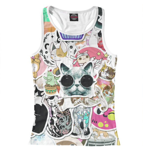 Женская майка-борцовка с изображением Котики цвета Белый