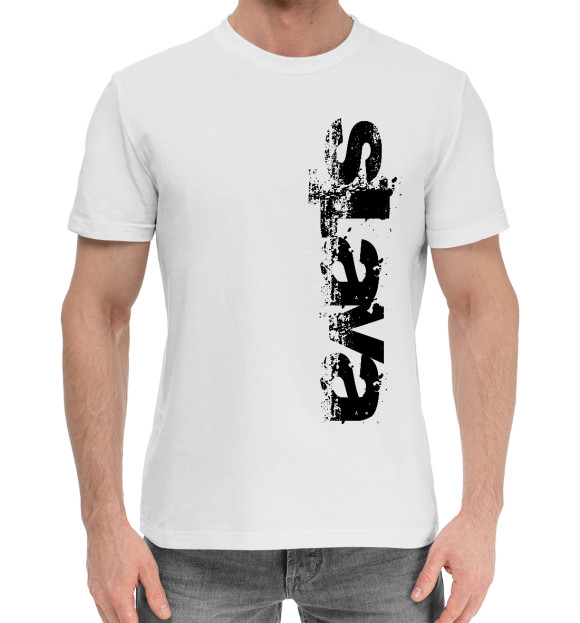 Мужская хлопковая футболка с изображением Слава (брызги красок) цвета Белый