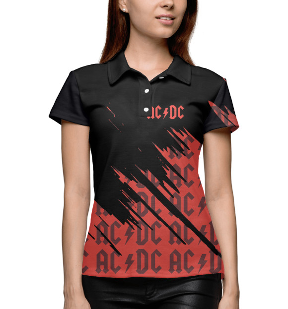 Женское поло с изображением AC/DC цвета Белый