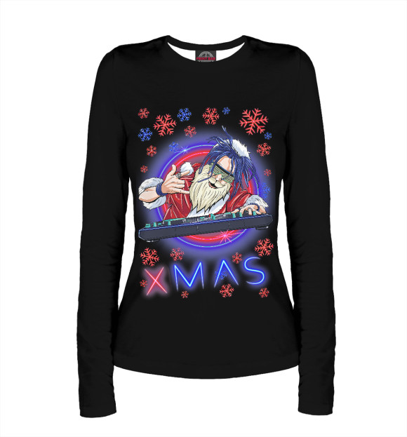 Женский лонгслив с изображением Santa Claus XMAS цвета Белый