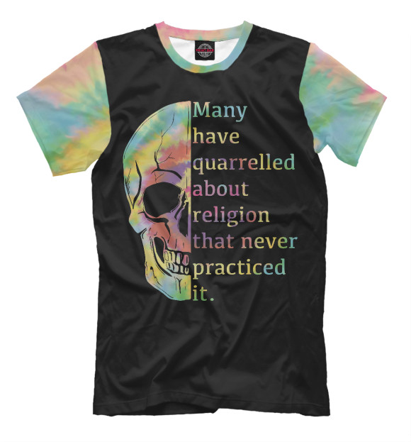 Мужская футболка с изображением Tie Dye Мишка цвета Белый