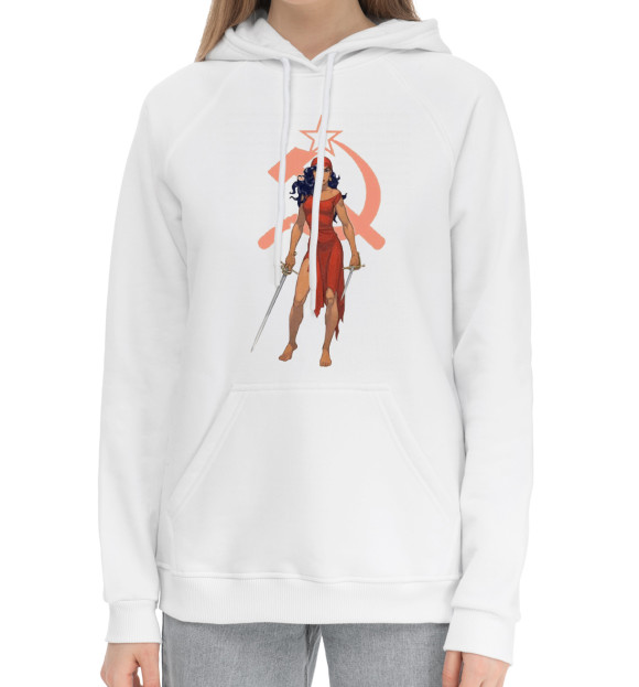 Женский хлопковый худи с изображением Красная мстительница цвета Белый