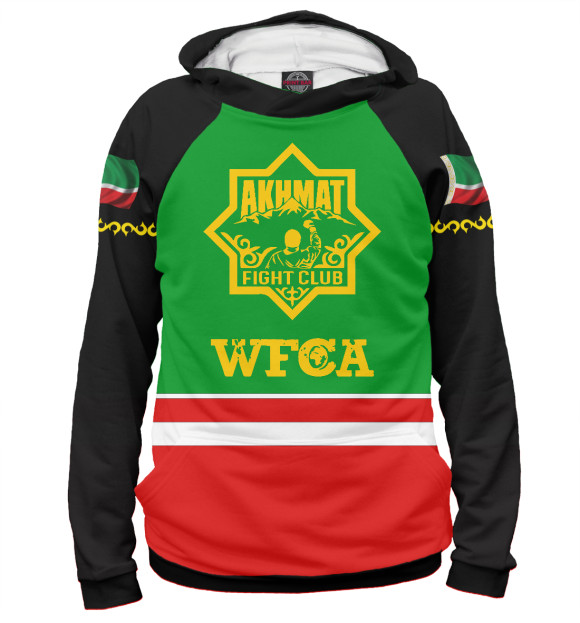 Мужское худи с изображением Akhmat Fight Club цвета Белый