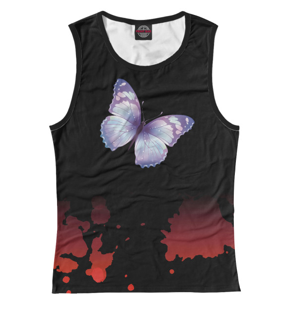 Майка для девочки с притом Lavender Butterfly цвета Белый Майка для девочки с изображением Lavender Butterfly цвета Белый