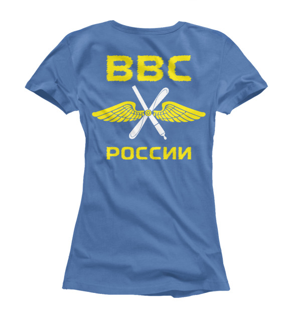 Футболка для девочек с изображением ВОЕННО-ВОЗДУШНЫЕ СИЛЫ (синий фон) цвета Белый