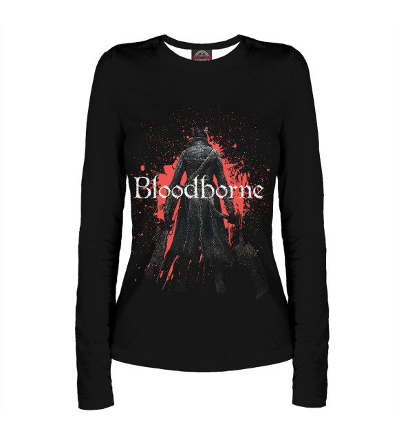Женский лонгслив с притом BLOODBORNE цвета Белый Женский лонгслив с изображением BLOODBORNE цвета Белый
