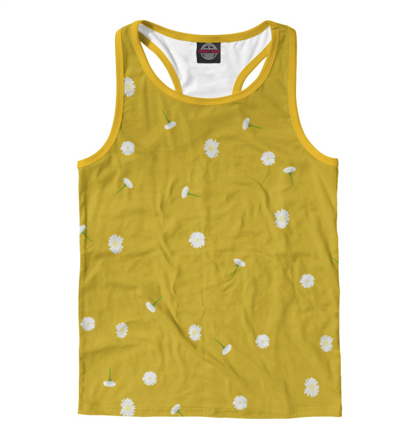 Мужская майка-борцовка с изображением Ромашки цвета Белый