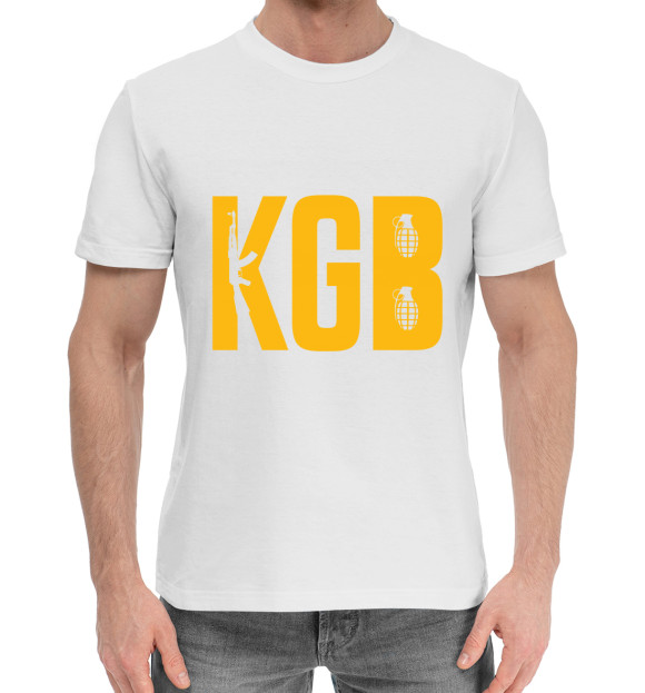 Мужская хлопковая футболка с изображением KGB цвета Белый