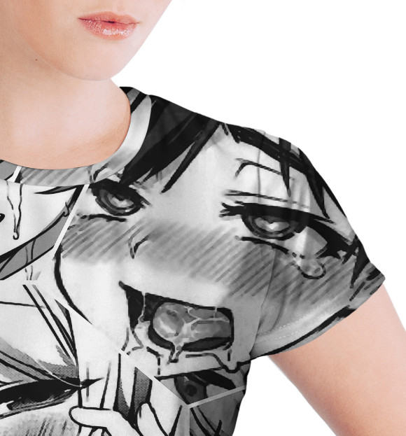 Футболка для девочек с изображением Ahegao | Ахэгао цвета Белый