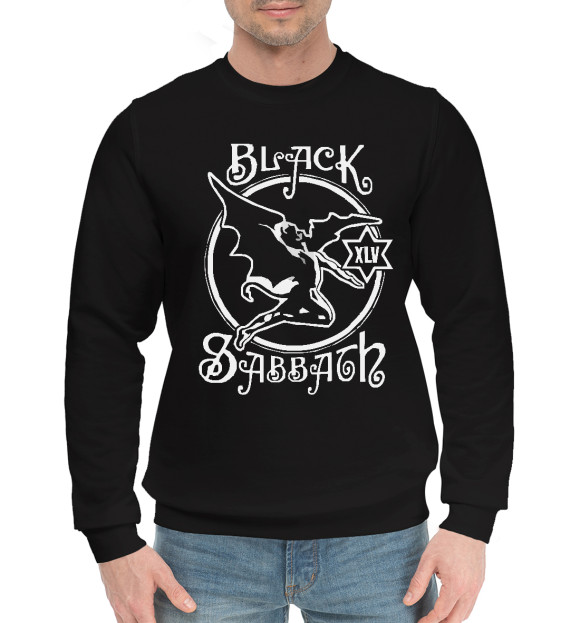 Мужской хлопковый свитшот с изображением Black Sabbath демон цвета Черный