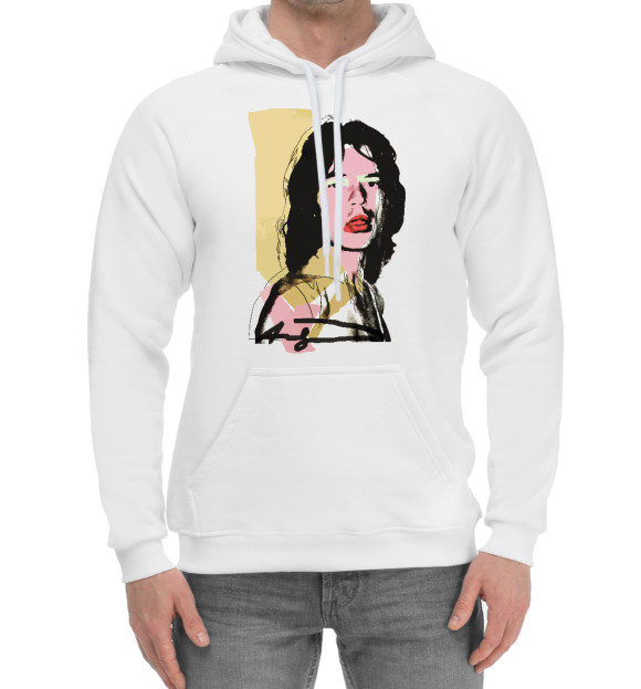 Мужской хлопковый худи с изображением Andy Warhol Mick Jagger цвета Белый