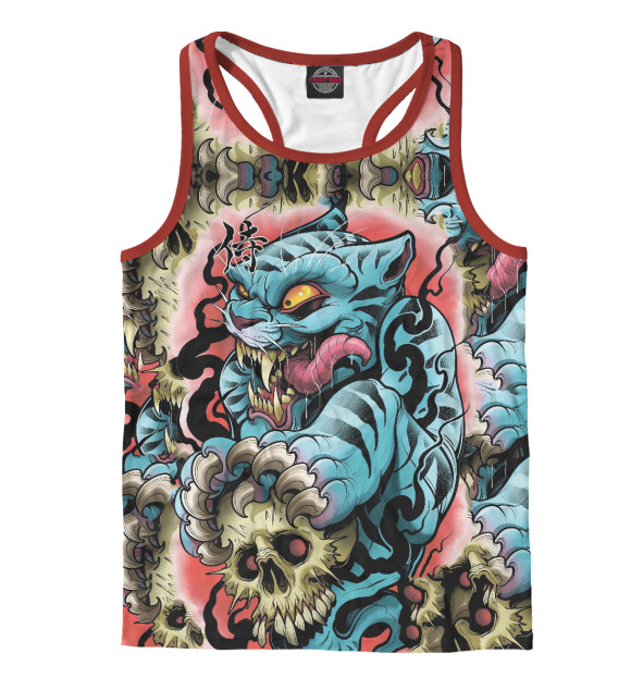 Мужская майка-борцовка с изображением Самурай цвета Белый