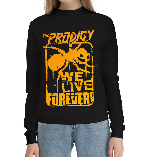 Женский хлопковый свитшот с изображением We Live Forever! цвета Черный