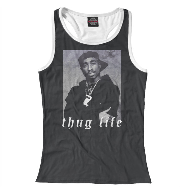 Женская майка-борцовка с изображением 2Pac Thug Life цвета Белый