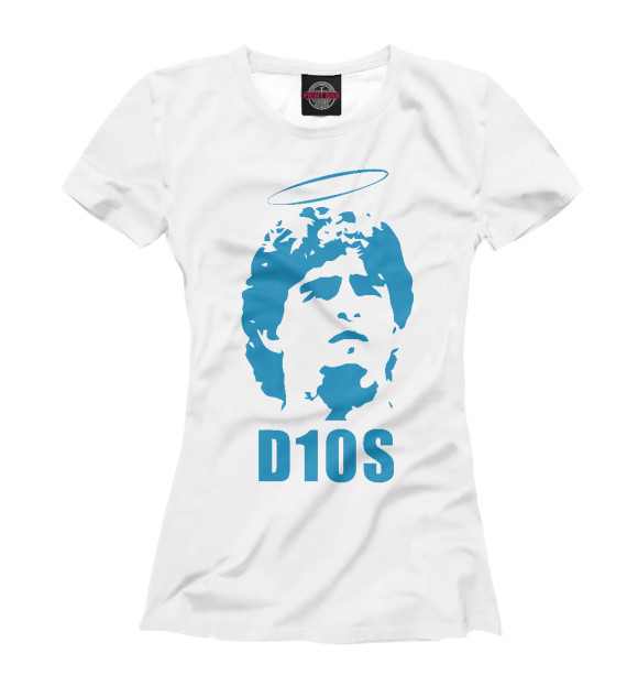 Женская футболка с изображением Diego Maradona цвета Белый
