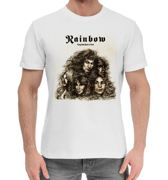 Мужская хлопковая футболка с изображением Rainbow цвета Белый