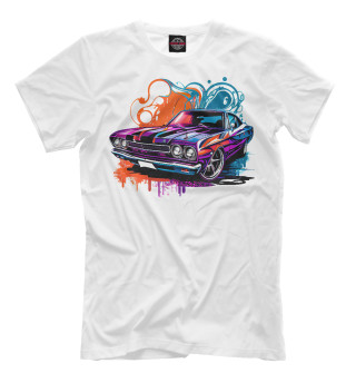 Мужская футболка Muscle car в ярких цветах на белом
