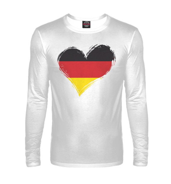 Мужской лонгслив с изображением Сердце Германии (флаг) цвета Белый