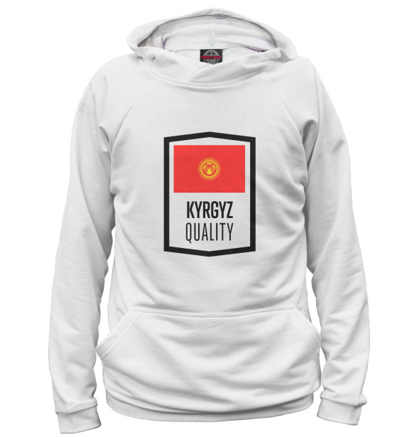 Мужское худи с изображением Kyrgyz Quality цвета Белый
