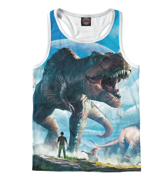 Мужская майка-борцовка с притом Ark Survival Evolved цвета Белый Мужская майка-борцовка с изображением Ark Survival Evolved цвета Белый