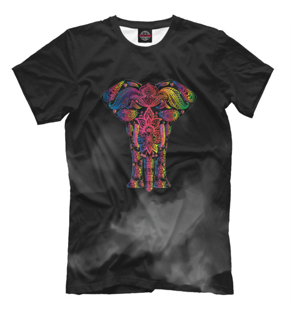 Футболка для мальчиков с изображением Mehndi elephant colorful цвета Белый